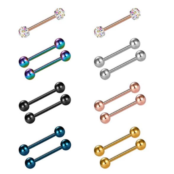14-piece set hot-selling puncture jewelry breast ring breast nail tongue ring tongue nail