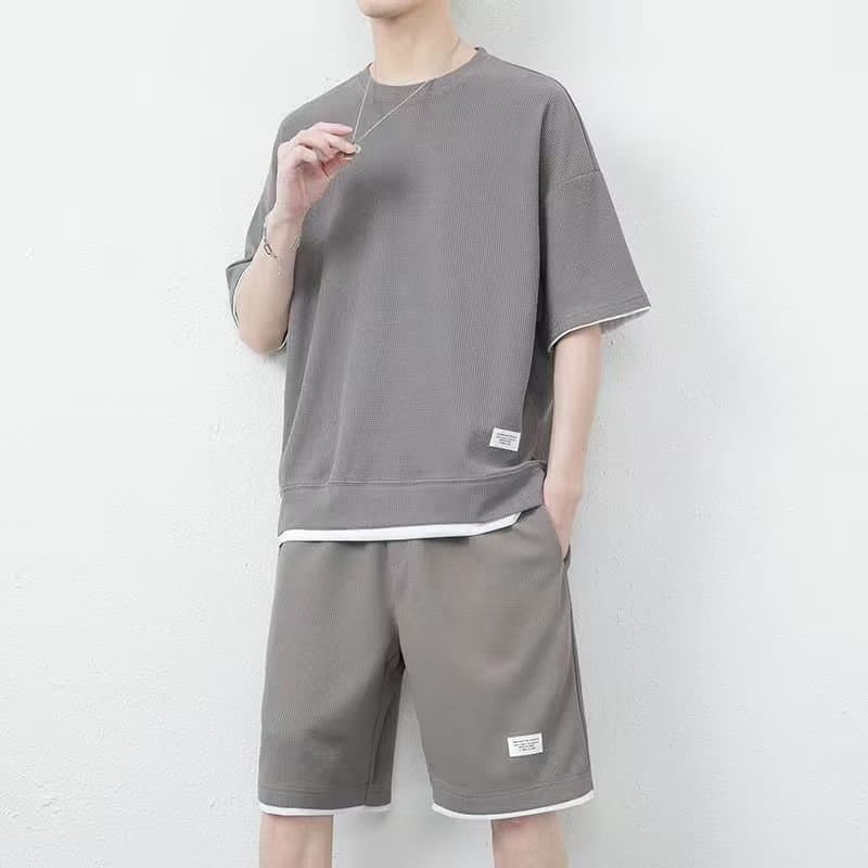 Men's Clothing Casual Suit Short-Sleeved T-Shirt Men's Clothing Set With Handsome Sports Suit
