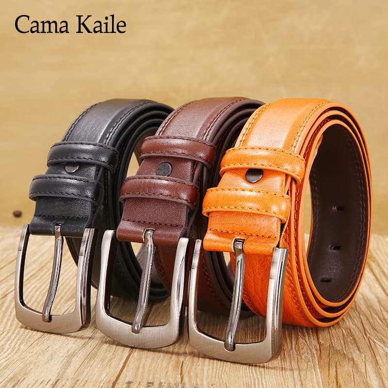 Men's Genuine Leather Belt Classic Business Pin Buckle Soft Leather Belt Trouser Belt Men's Leather Belt