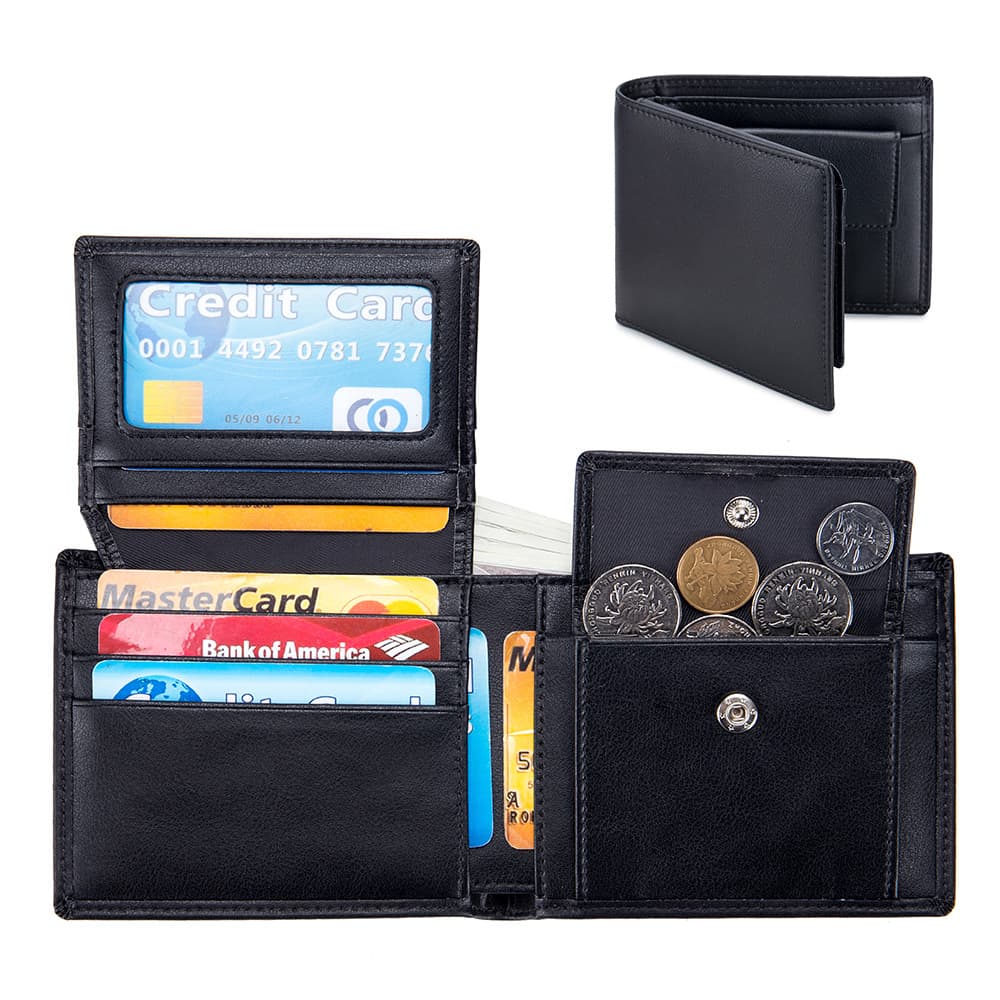 Leather Men's Money Clip Short Three Fold Wallet Rfid Anti-theft Wallet