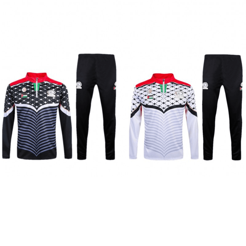 Men's Clothing long sleeved training suit autumn and winter sportswear half zip sweater Palestinian long sleeved training suit
