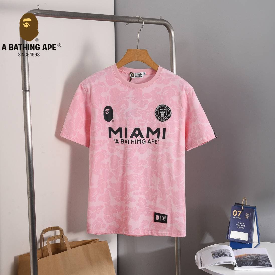 A BATHING APE Miami Bape Special Edition 23/24 Fans Men's Shirt Short Sleeve T-shirt Made Of Pure Cotton Fabric