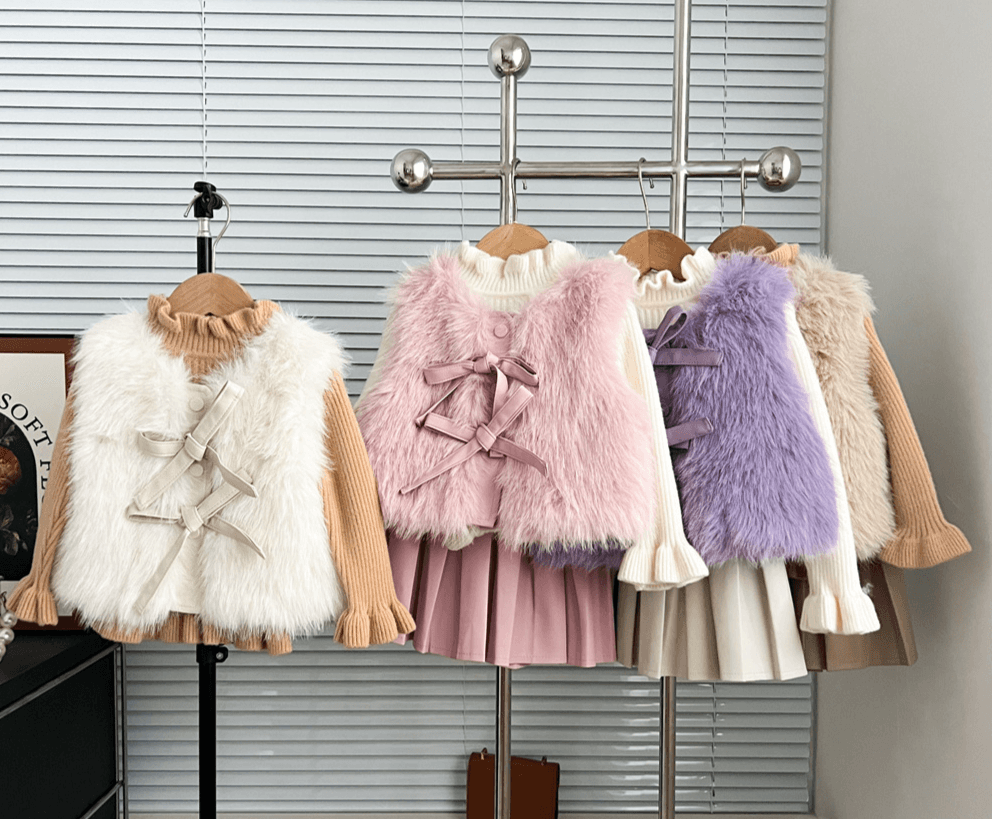 2025 New Girls Autumn And Winter Fur Vest Korean Style Three Piece Suit Long Fur Vest + Leather Skirt + Bottoming Shirt