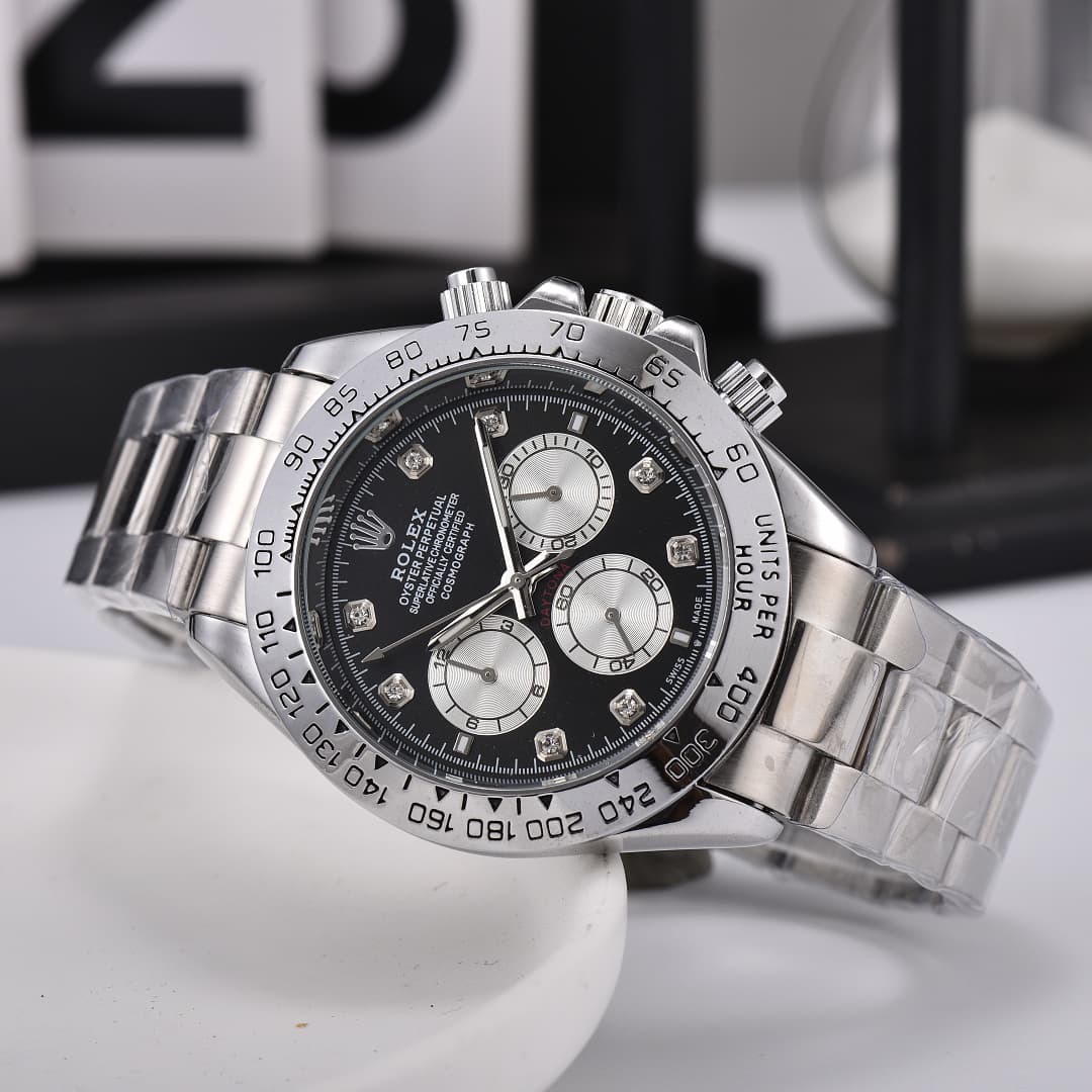 Montre de luxe pour homme Rolex, style business, à six aiguilles et cadran classique à trois sous-cadrans.