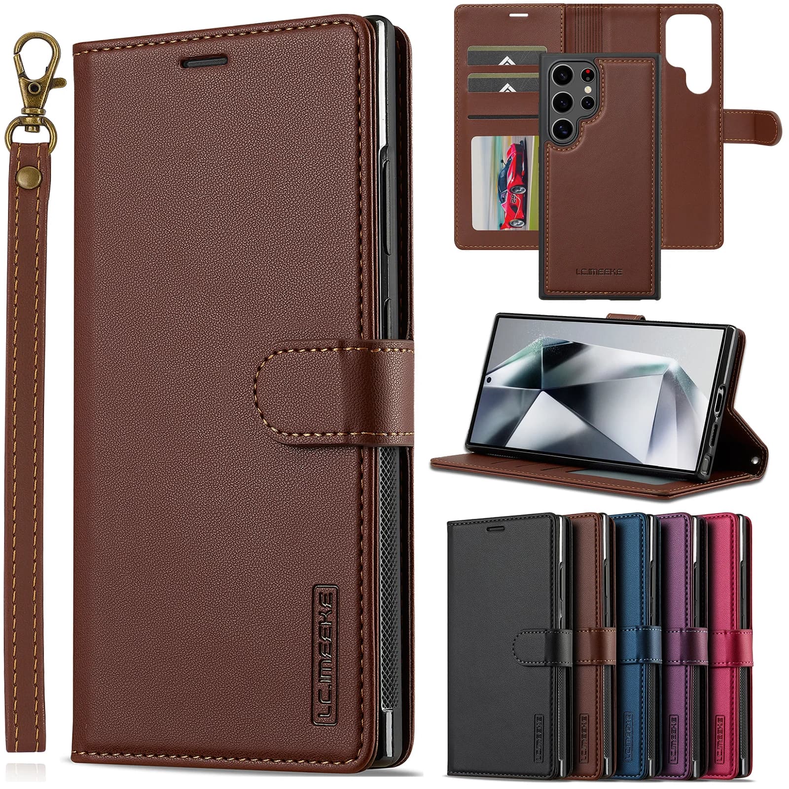 Leather Case For Samsung Galaxy S26 S25 S24 Ultra S23 S22 Plus S21 FE A17 A16 A36 A56 A15 A35 A55 A54 A34 Magnetic Flip