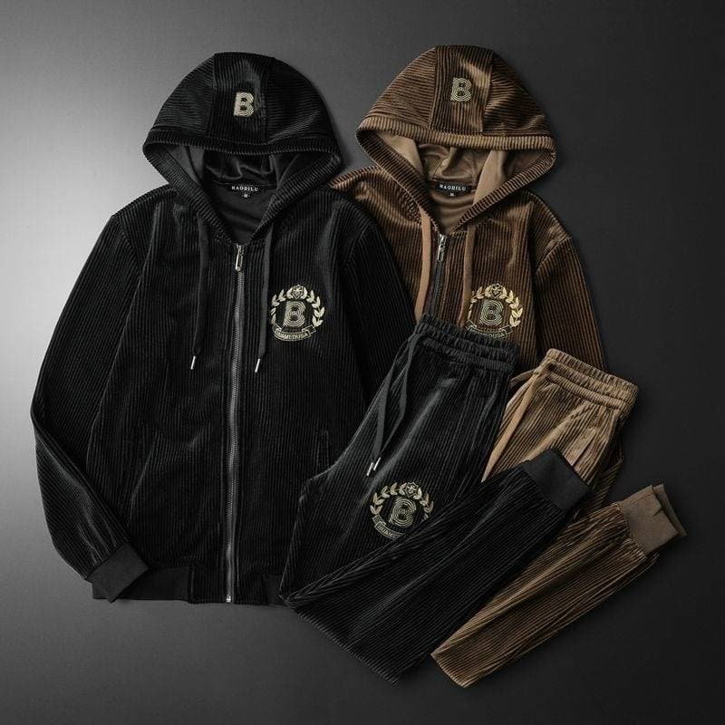 ​Men's Gothic Streetwear Hoodie & Joggers Set - Punk Retro Loose Fit Sweatsuit For Urban Fashion​