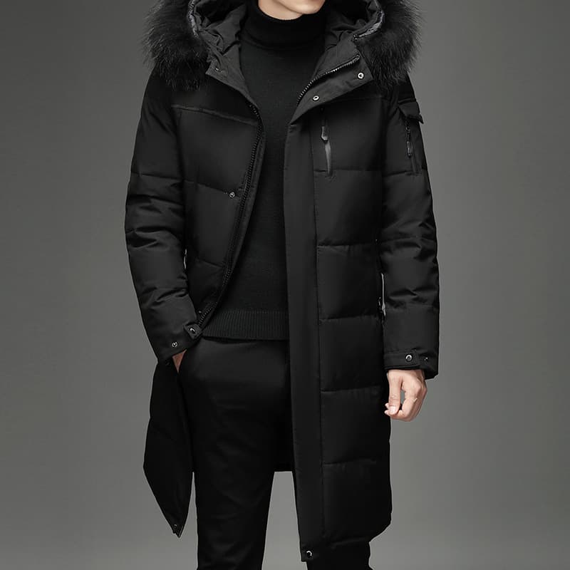 Men's Clothing Silk cotton jacket men's jacket fashion outdoor long over knee Silk cotton work clothing Korean version