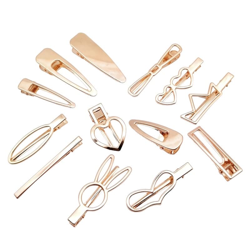 1pc {styles Random } ins Hairpin Metal Hollow Duckbill Clip Square Clip Pearl Hairclip DIY Hair Accessories