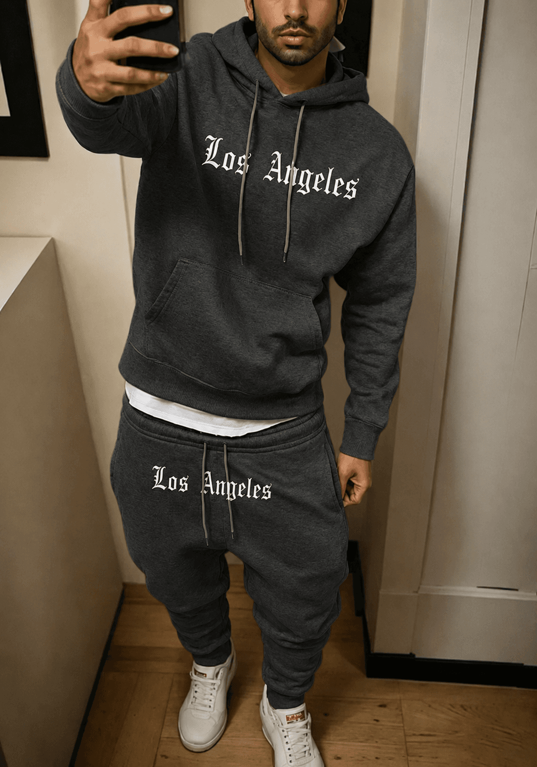 Sweat-shirt à capuche imprimé chaud pour homme, idéal pour l'automne et l'hiver. Style décontracté et tendance, avec inscription.