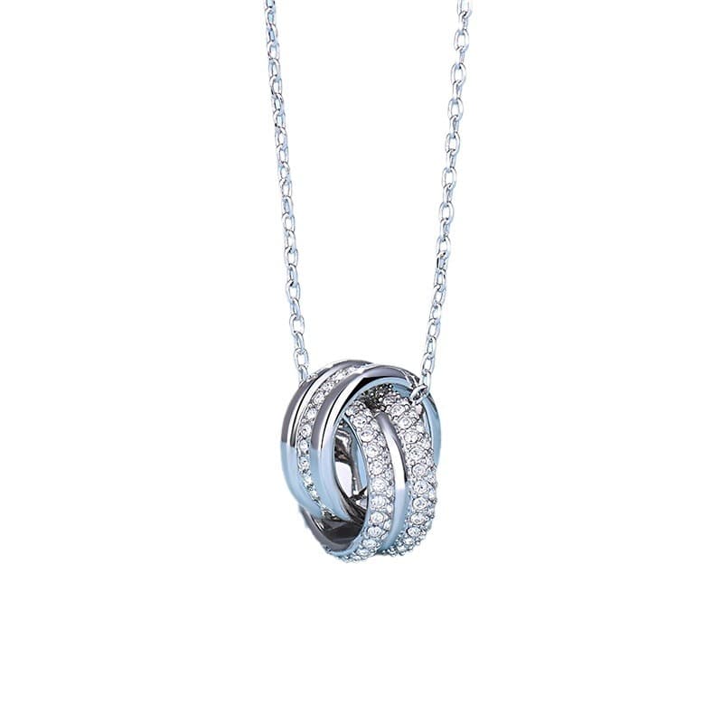 Crystal Elements Full Diamond Double Ring Necklace For Women Luxury Clavicle Necklace