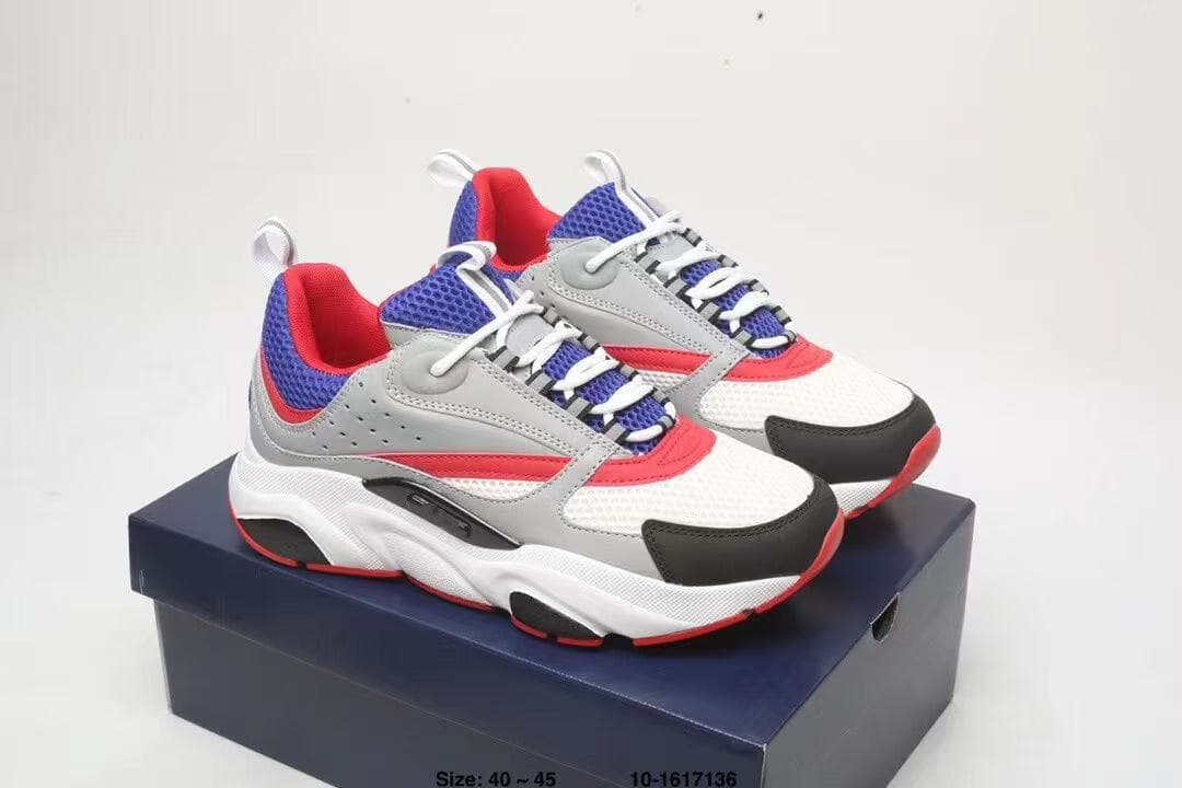 Chaussures basses de sport et de loisirs B22 en cuir et maille avec bride à logo pour homme