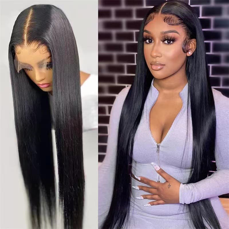 Lace wig trade front lace wig headgear long straight hair chemical fiber headgear lace wig