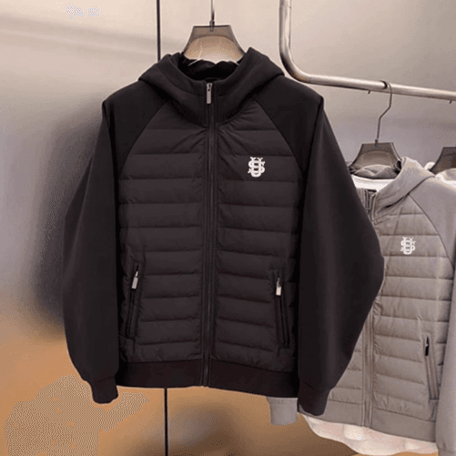 Men's Lightweight Embroidered Hooded Jacket - Oversized Streetwear Puffer Coat With Letter Print