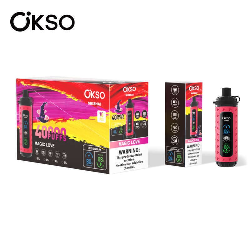 Lot de 10 vapes jetables OKSO Max 40 KPuffs, saveurs multiples de fruits, 36 ml, pré-remplies, 800 mAh, type C, affichage LED