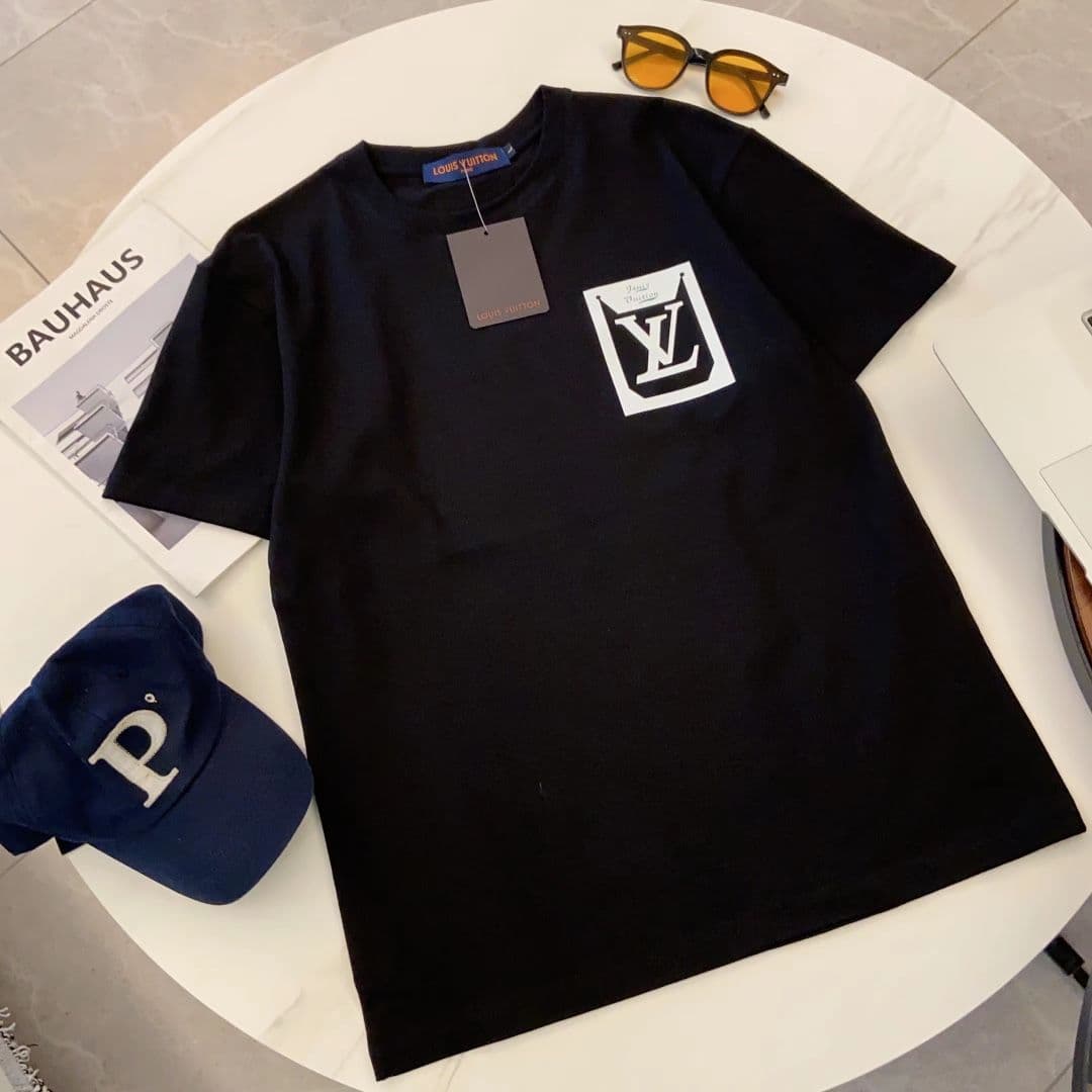 T-shirt à manches courtes à col rond simple en coton peigné de haute qualité avec motif brodé, T-shirt polyvalent en pur coton décontracté sim
