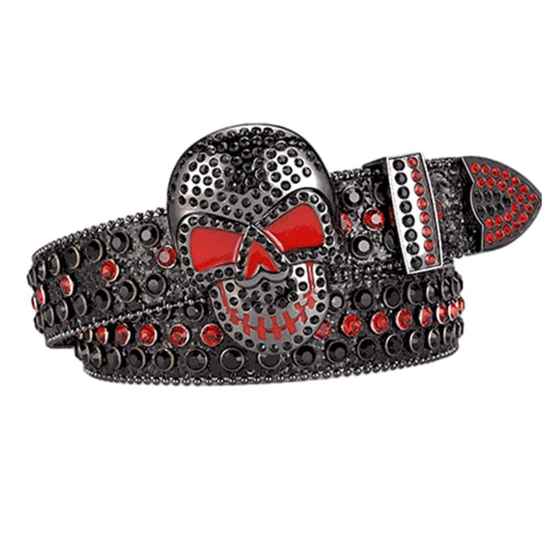 New Cross Border Skull Punk Belt For Men, Riveted Acrylic Crystal Waist Cover, Ins European And American Sequin Belt For Women