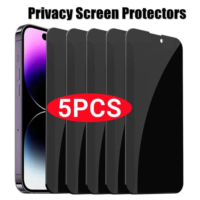 Lot de 5 protecteurs d'écran de confidentialité pour iPhone 12 13 14 15 16 Pro Max 16Plus 13Mini 7 8 Plus SE2 SE3 en verre trempé anti-espion pour