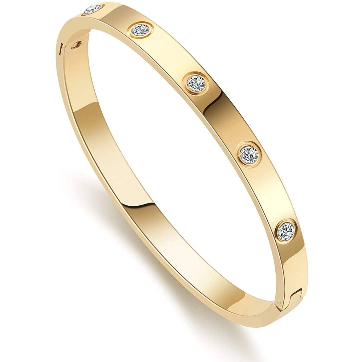 Bracelet en acier titane avec boucle à dix diamants Bijoux de célébrités sur Internet