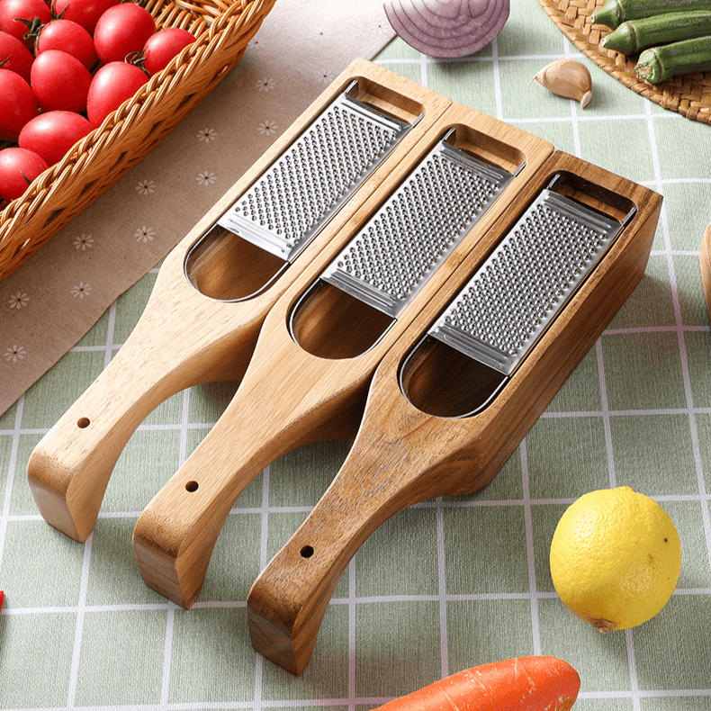 Kitchen Grater Stainless Steel Wooden Handle Vegetable Cutter Potato Radish Shredder Cheese Grater Vegetable Shredder