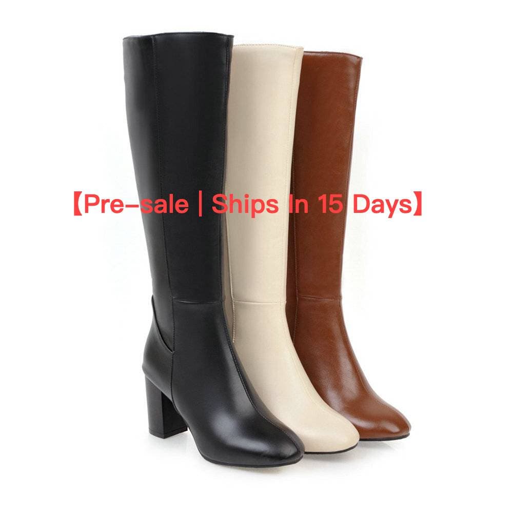 【Pre-sale | Ships In 15 Days】Women's Boots Thick Heels High Heels Square Head Fashion Warm Comfortable Boots Women's Shoes High Boots