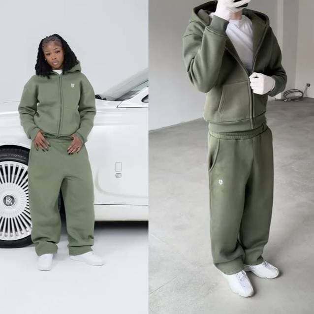 Women's Clothing Two Piece Double Waist Sweatpants Trendy Loose Hip Hop Wide Leg Sports Casual Trousers