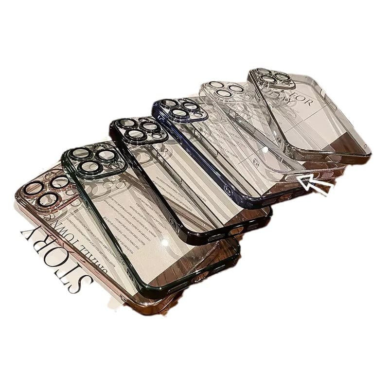 Suitable For IPhone 16 Pro Mobile Phone Case Hard Shell Electroplating Transparent Aple 14 Protective Cover With Built In Glass Lens Film