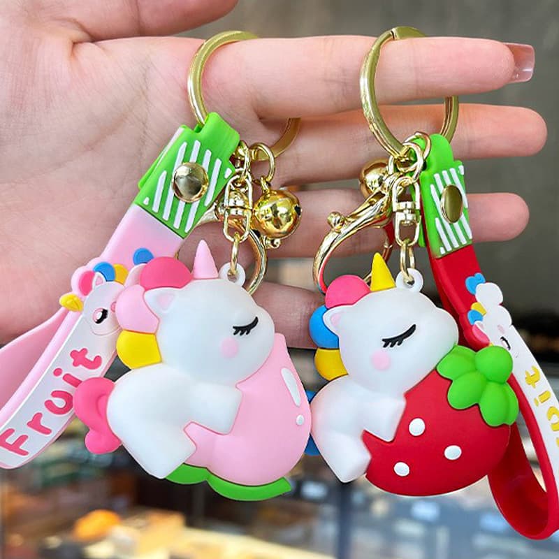 Cute Unicorn Cartoon Keychain Pendant For Women Exquisite Car Backpack Decoration Night Market Small Gift