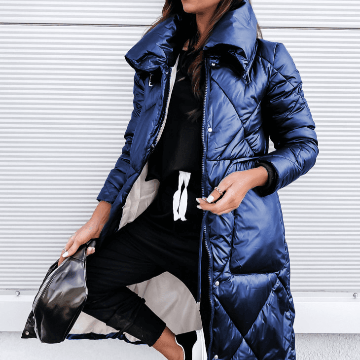 Women's bright complexion temperament commuter lapel long women's blouse long sleeve zipper cotton jacket
