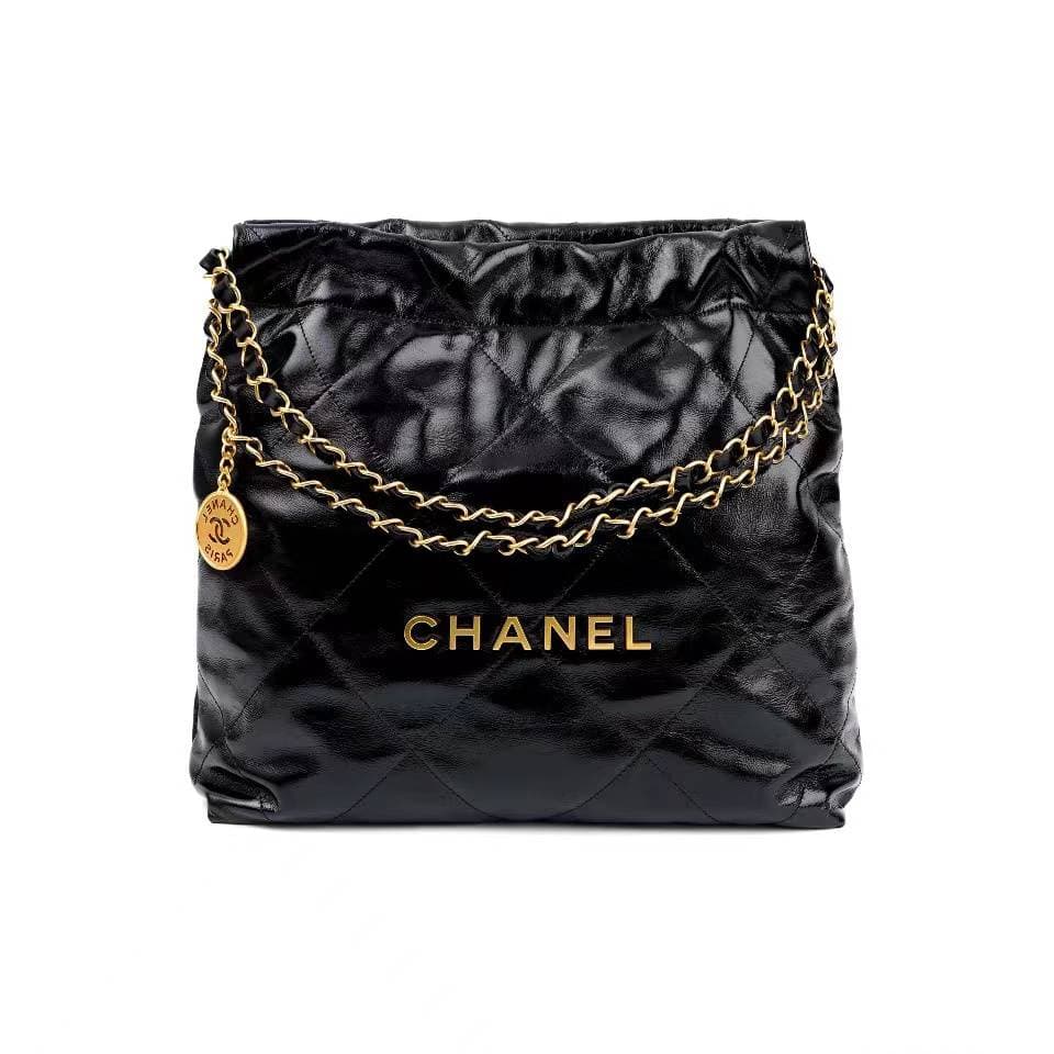 Sac poubelle texturé classique décontracté avec cordon de serrage et logo doré CC22, fourre-tout à bandoulière