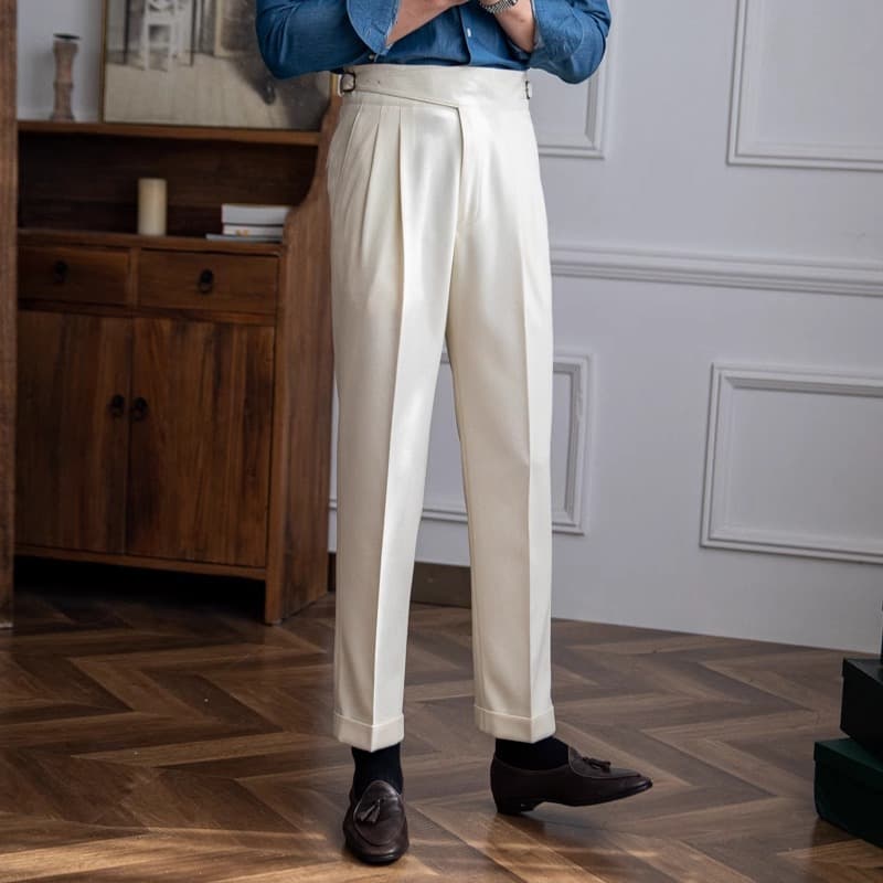 Men's Clothing Autumn And Winter New Italian Naples High Waist Straight Trousers British Men's Casual