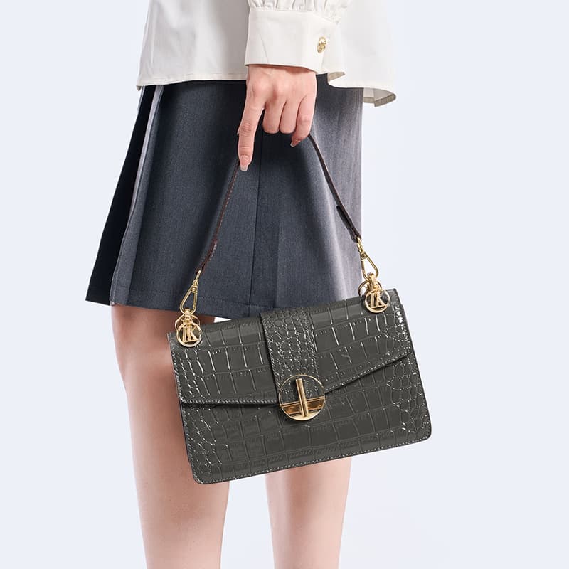 Women's Crossbody Bag Luxury Crocodile-Textured Small Square Shoulder Bag - Stylish & Versatile For Everyday Use