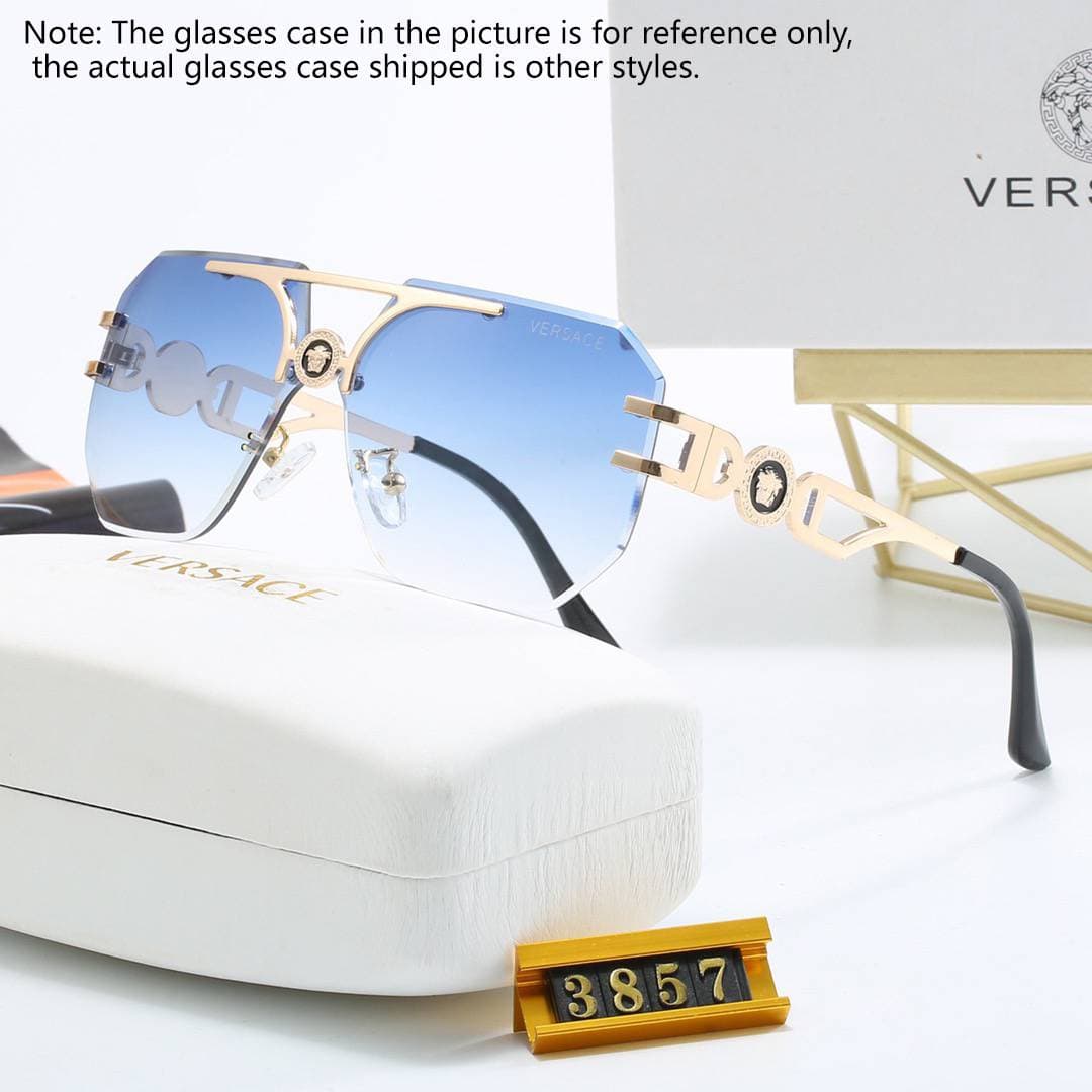 Lunettes de soleil de luxe Versace pour femmes et hommes, monture en métal, protection UV400, verres polarisés.