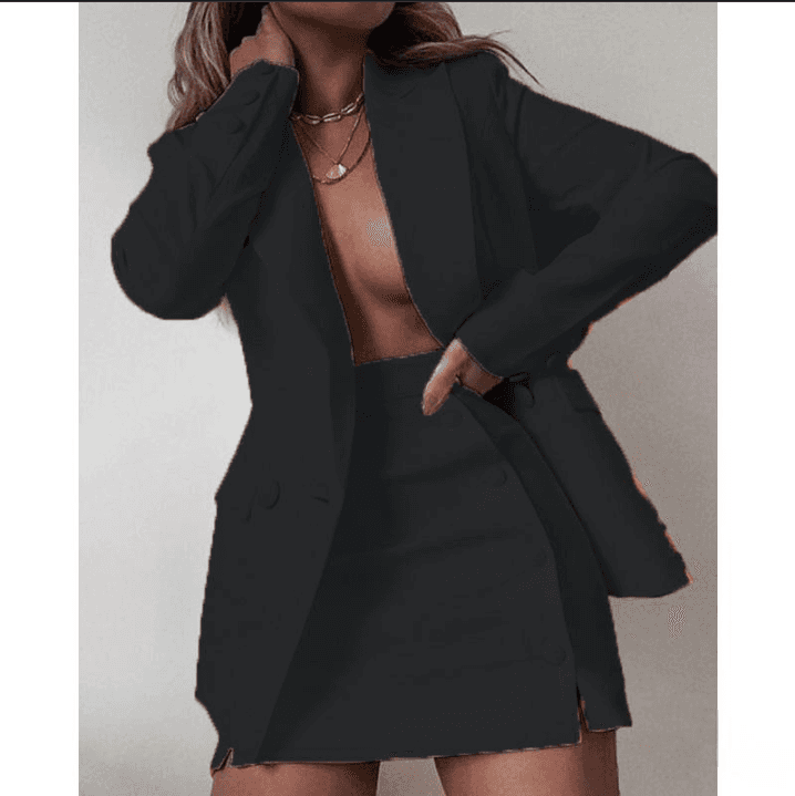 Women's Clothing solid color suit small suit jacket short skirt two piece suit