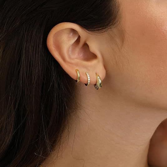 Women’s Jewelry Set Fashion Brass With Real Gold Plating Hot Selling Simple And Elegant Zircon Inlaid Circle Earrings For Ladies Three Piece Set