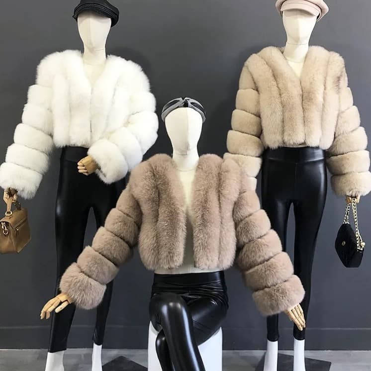 Women's Clothing new style fox fur women's coat spliced ​​short long sleeved fur coat women's ready stock