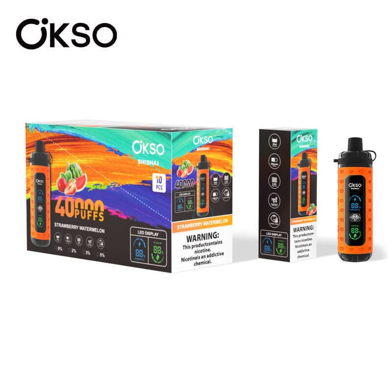 Lot de 10 vapes jetables OKSO Max 40 KPuffs, saveurs multiples de fruits, 36 ml, pré-remplies, 800 mAh, type C, affichage LED