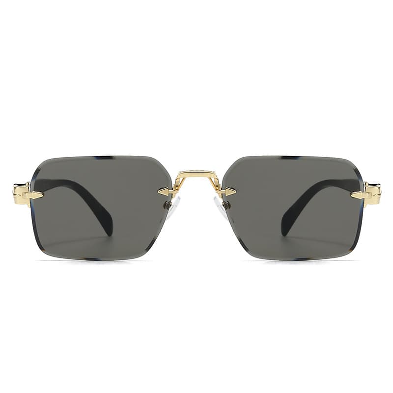 Chamfered Sunglasses For Women New Frameless UV Protective Fashionable Gradient Retro Style For Men