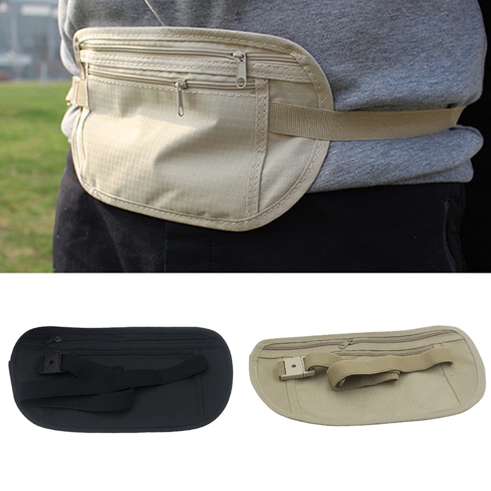 Kjiuyou Outdoor Waist Belt Bag Travel Anti-theft Invisible Phone Passport Cash Pouch
