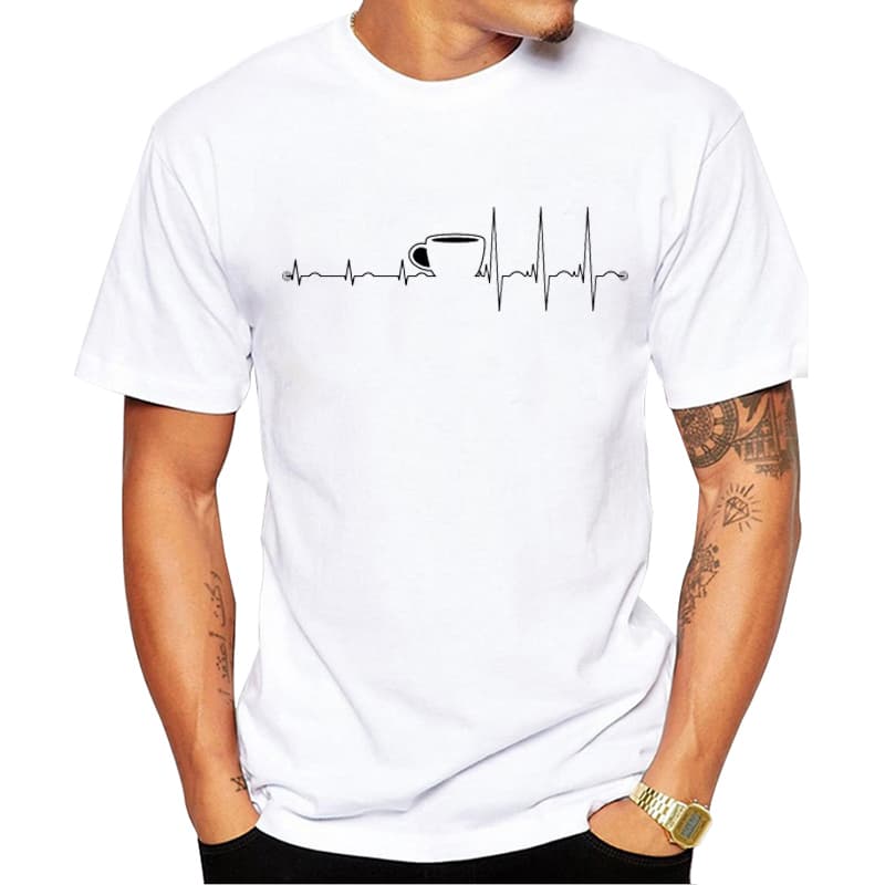 TEEHUB New Arrivals Fashion Wake Up Men T-Shirt ECG Printed Hipster t shirts Short Sleeve Casual Tshirts Funny Tee