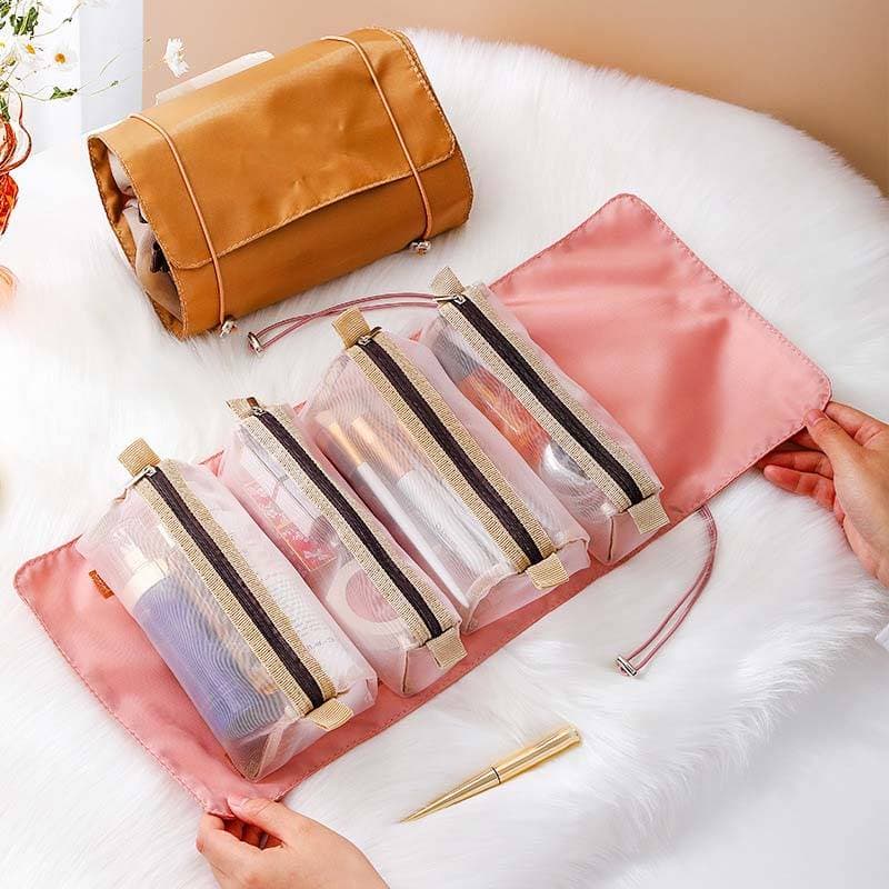 4-in-1 Detachable Travel Cosmetic Bag - Large Capacity Waterproof Makeup Organizer With Mesh Pockets - Portable Toiletry Bag For Women & Men