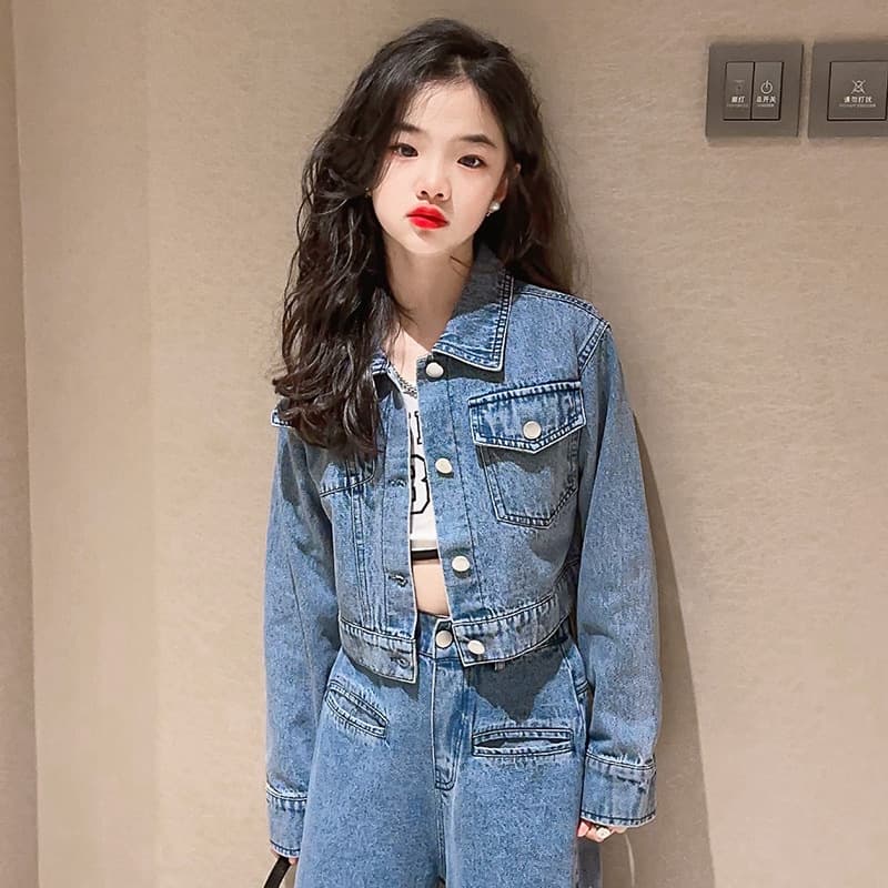 Toddler Girls Clothing Spring And Autumn Styles For Middle And Large Children And Girls, Fashionable Little Girl Denim Trousers