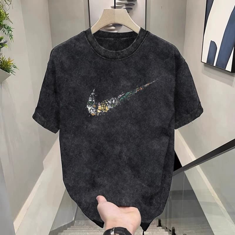 T-shirt à manches courtes délavé et vieilli pour homme, nouvelle tendance ample, été 2024