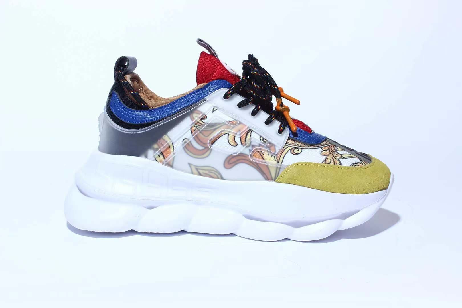 Top Casual Chaussures Italie Réfléchissant Hauteur Chain Reaction Baskets Triple Noir Blanc Multicolore Daim Rouge Bleu Jaune