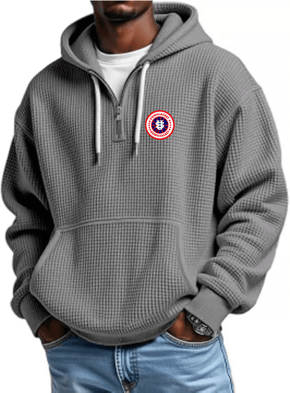 Sweat à capuche gaufré pour homme avec carte des États-Unis - Pull oversize orné de broderies 3D des États et d'un effet vieilli