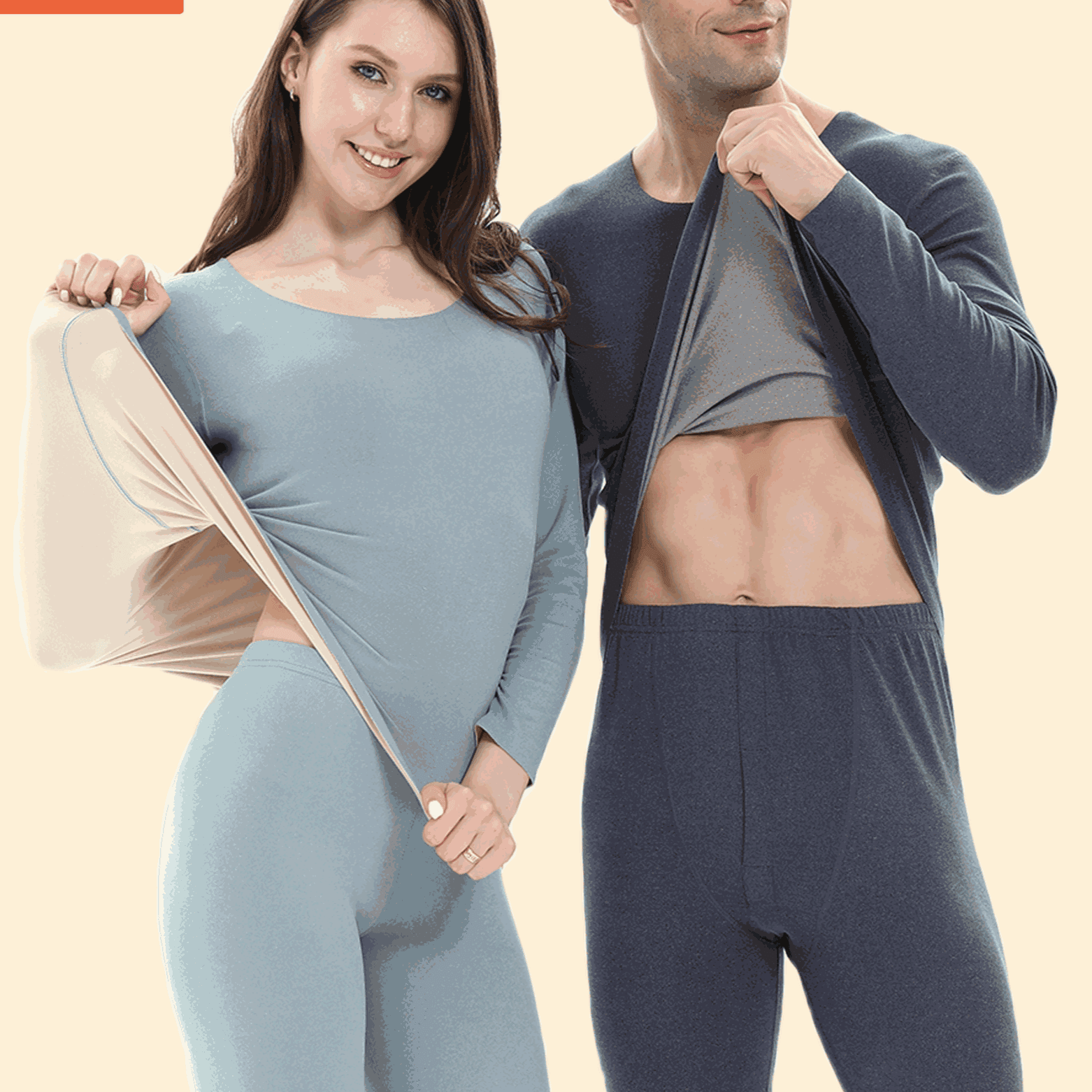 Women's AB cationic thermal underwear set plus velvet de seamless men and women long Johns thermal clothing