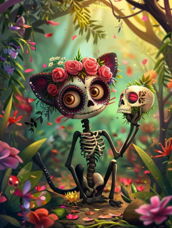 PhotoCustom 5d Round Diamond Embroidery Halloween Skeleton Monster Art Painting Mosaic Handmade Gift