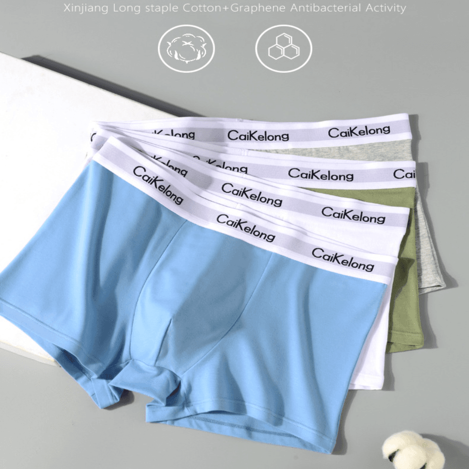 ​Premium Long-Staple Cotton Men's Underwear 3-Pack - Breathable Boxer Shorts With Graphene Antibacterial Lining