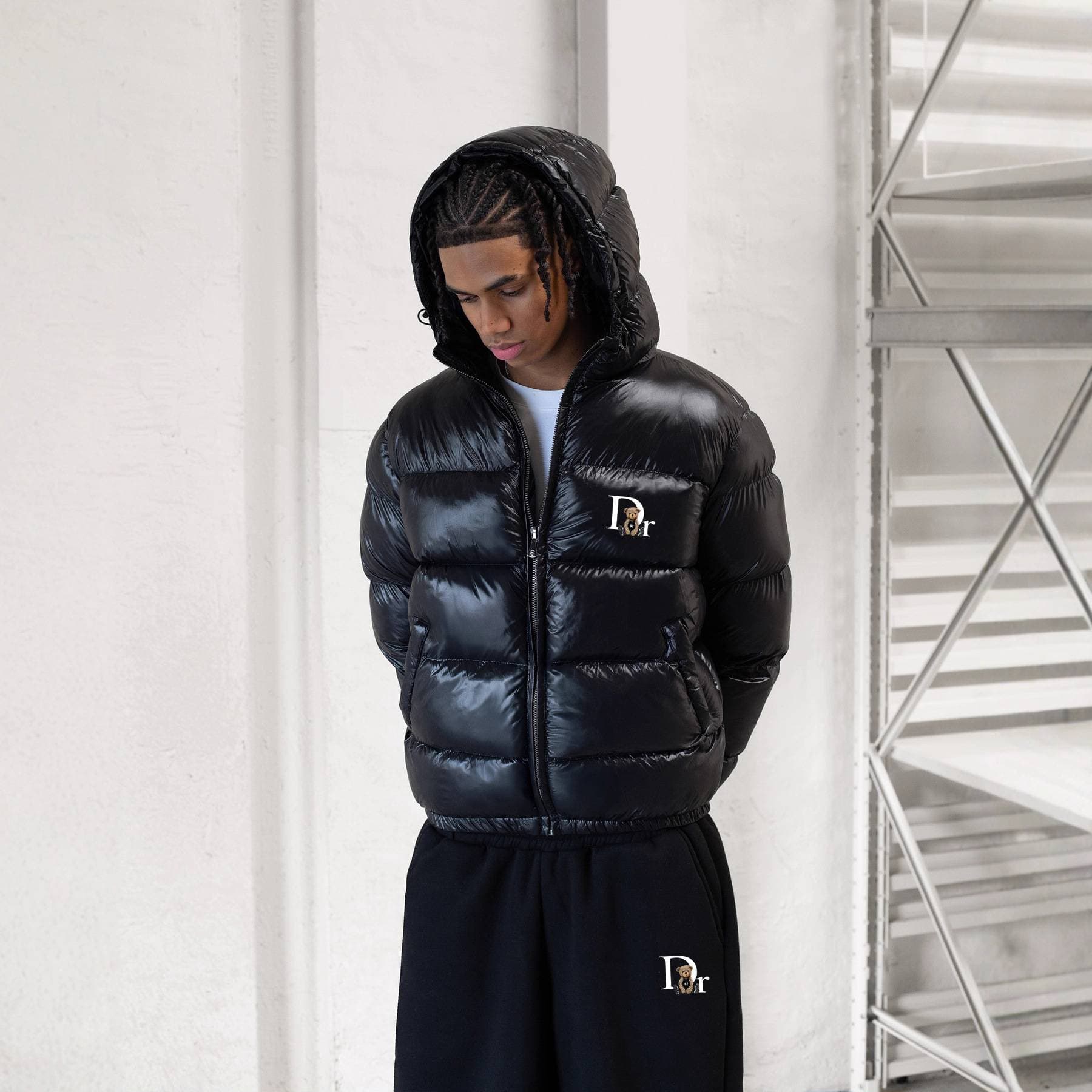 Men's Clothing American Retro Dr. Bear Winter Hooded Warm Thick Puffer Jacket