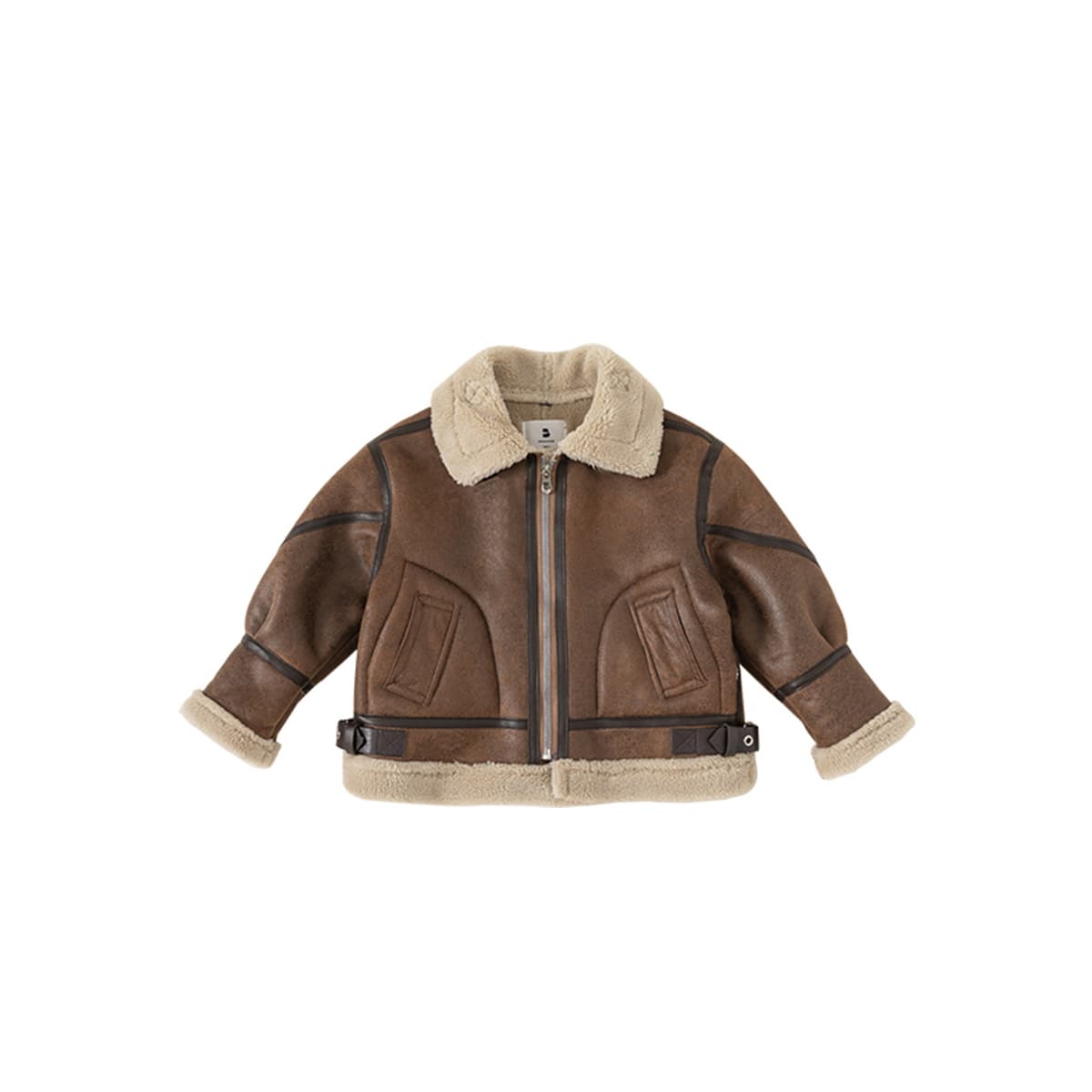 Winter Children's Coat Girls Suede Top Motorcycle Jacket Thickened