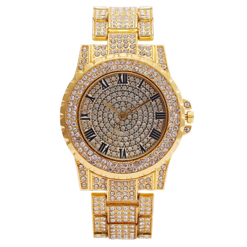 Fashion Diamond-Studded Roman Pattern Full Diamond Quartz Watch Rhinestone Women's Wristwatch